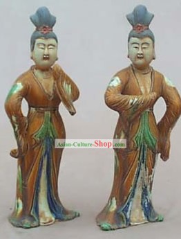 중국어 클래식 Archaized 당나라 산 까 동상 - 당나라 댄스 여성 (두 가지 세트)