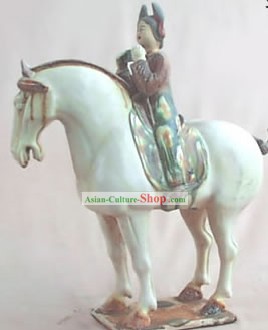 Chinois classique Archaized Tang San Cai Statue-Tang Dynasty équitation Femme