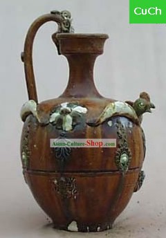 Chinese Classic Archaized Tang San Cai Statue-Phoenix Shaped Handle Kettle