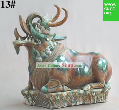中国の古典Archaized唐三彩像 - 不滅の獣