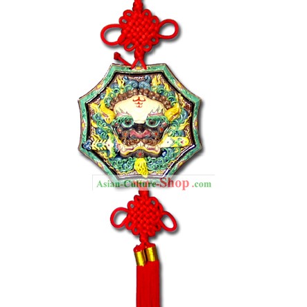 Cochin China Cerámica-Lucky Dragon rey león anging Jefe