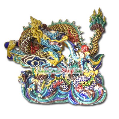 Céramique chinoise-Deux Cochin Dragons Jouer une balle