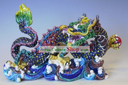 Dragão chinês Cochin Cerâmica-Large Jogando com bolas