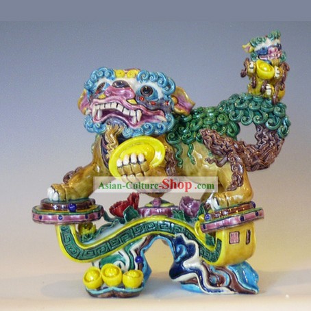 Classique chinoise Céramique Statues Cochin-Large As You Wish Roi Lion