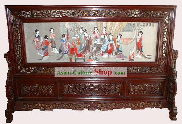 Hecho a mano clásico chino de doble cara bordado Palacio de Artesanía de Mujeres de la dinastía Tang