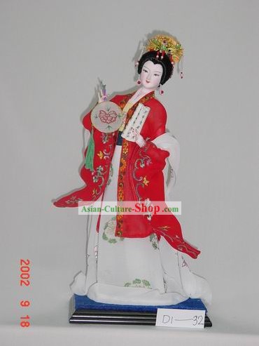 Handmade Peking Silk Figurine Doll - Schöne Kaiserin in Red
