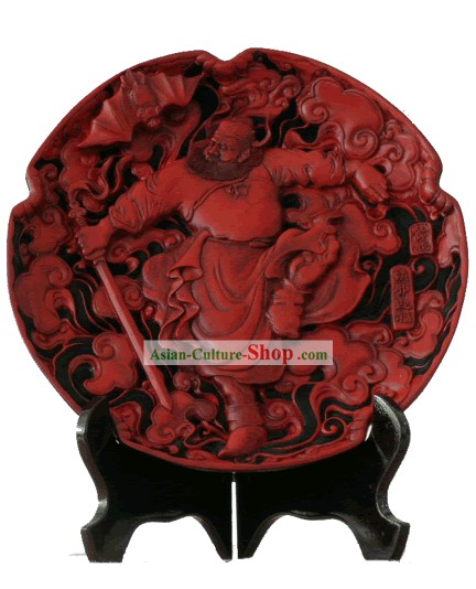 중국어 궁전 래커 작품 - 종 쿠이 정복 이블