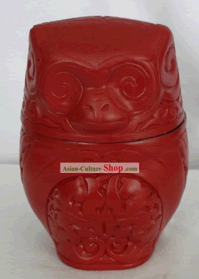 Chinese Hand Carved Palace Lacquer Box-Gorilla