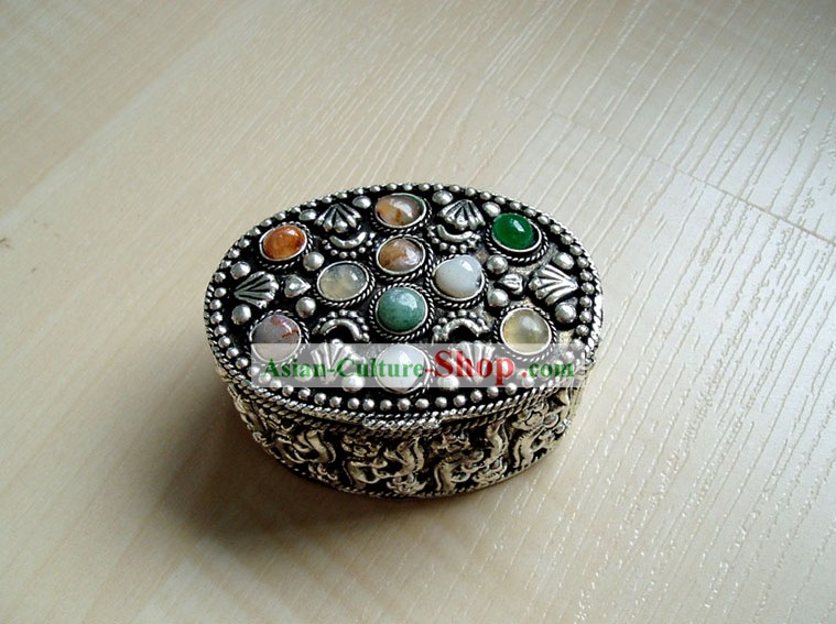 Boîte du Tibet bijoux en argent