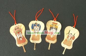 Chinese traditional fan shape bookmark with Chinese Beijing opera facial makeup