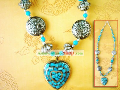Тибет Природный Серебро и коралловое ожерелье 2