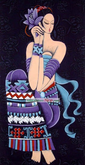 Hand Made Batik Hanging-Purple Mädchen