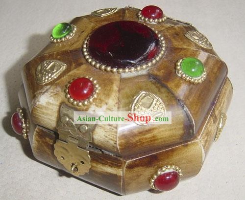 Tibet Big Yak Bone pietre preziose Jewelry Box