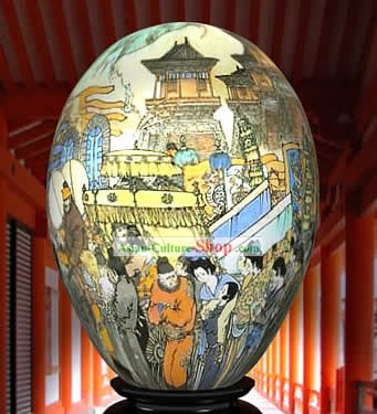 Chinesische Wonder Hand Painted Colorful Egg-Ancient Town Markt Painting