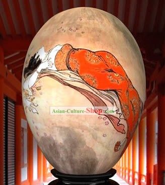 Mão Maravilha chinês Painted Colorful Egg-Pintura Antiga mulher deitada Red