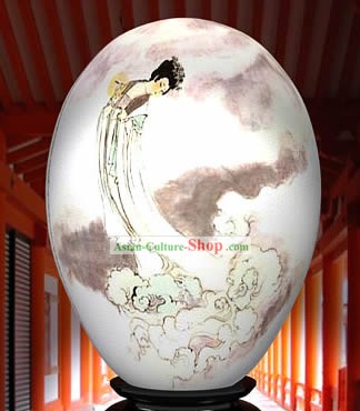 Chinese Wonder Hand Painted Colorful Egg-Ancient Angel On The Cloud Painting