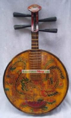 Antiguo Dragon y Phoenix laúd de instrumentos musicales