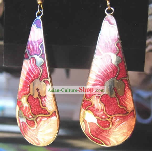 Chinese Palace Pink Cloisonne Earrings