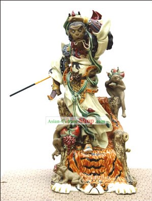 Feito à Mão Foshan Cerâmica Artística Estátua Macaco Sun Wukong-Rei