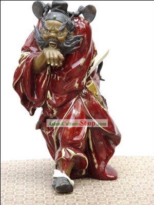 Hecho a mano Shi Wan Cerámica Artística Estatua-Zhong Kui Espíritu captura