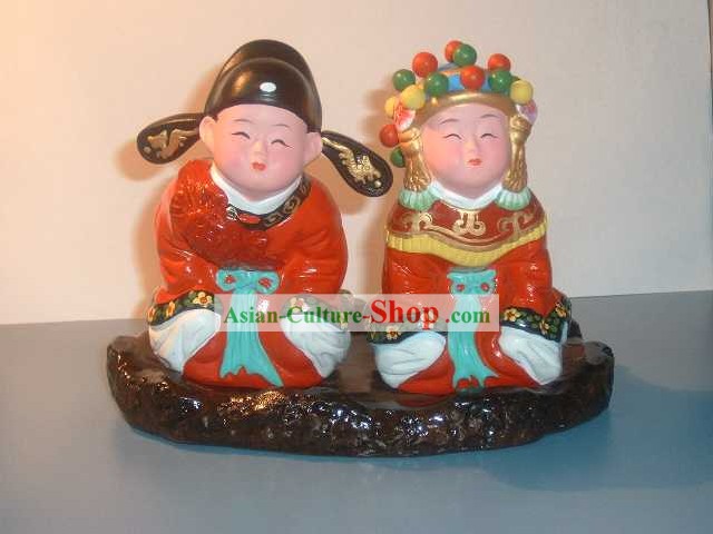Mão Pequim fez Couple Barro Figurine-recém-casados