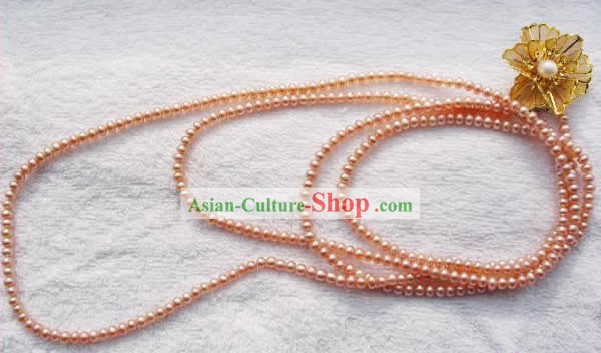 Marvellous Long Natural Pink Pearls Necklace