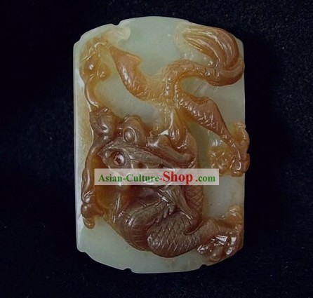 Dragón chino Hetian botón de la cintura Jade