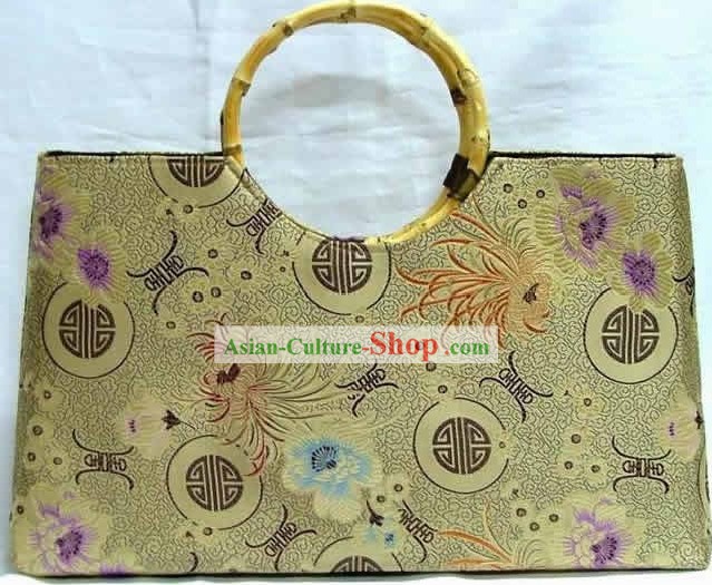 Chinese Big Palace Flower Silk Briefcase