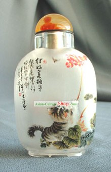 Snuff Bottles With Inside Painting Chinese Animal Series-Naughty Cat