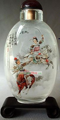 Snuff Bottles With Inside Painting Characters Series-Woman Heroe Hua Mulan