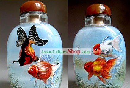 Snuff Bottles With Inside Painting Fishes Series-Golden Fishes
