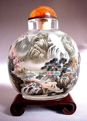 Inside絵画ランドスケープシリーズと中国の山と川とスナッフボトル