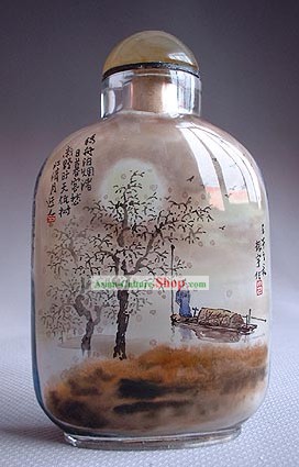 Snuff бутылки с внутренней пейзажная живопись серия-Boat реки