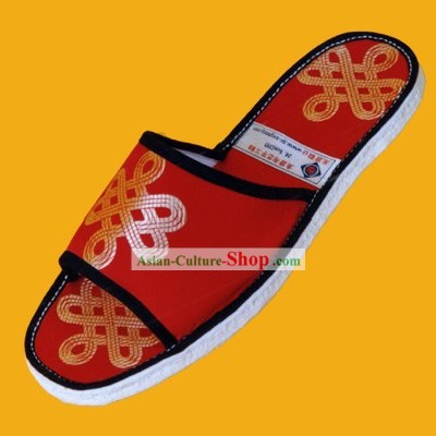 Chinese Hand Made Folk Cloth Slippers-China Tie