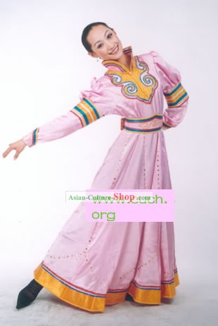 女性のためのモンゴルの少数ピンクダンス衣装