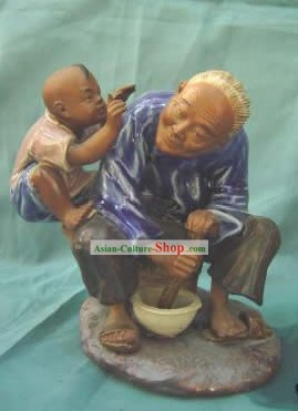 Figuras de porcelana china de Shi Wan-Amor de Abuela
