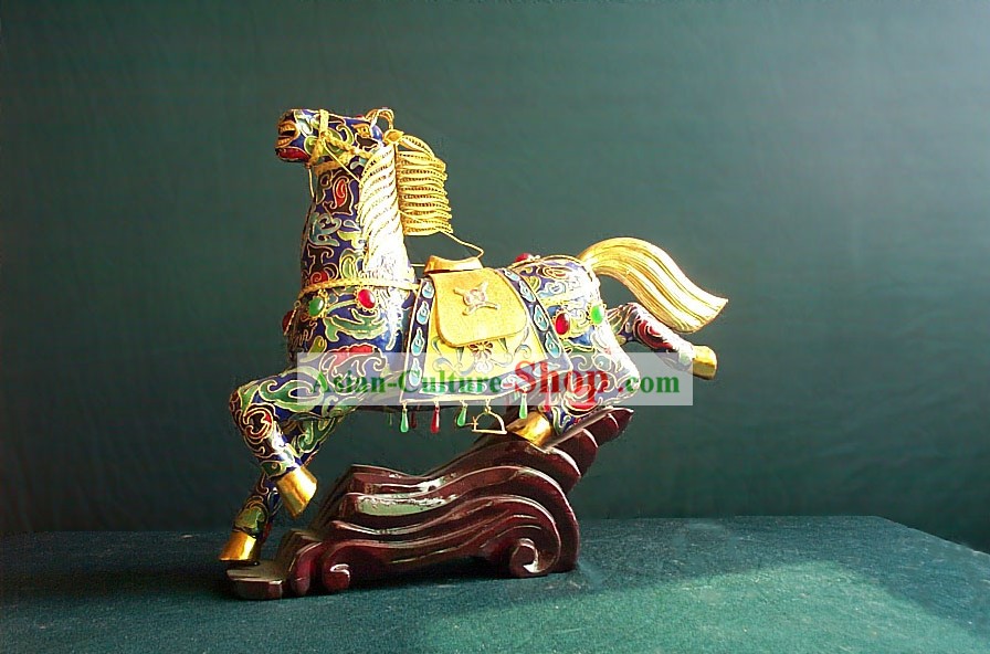 Chinoise laiton or Cloisonné cheval au galop (rupture de stock)