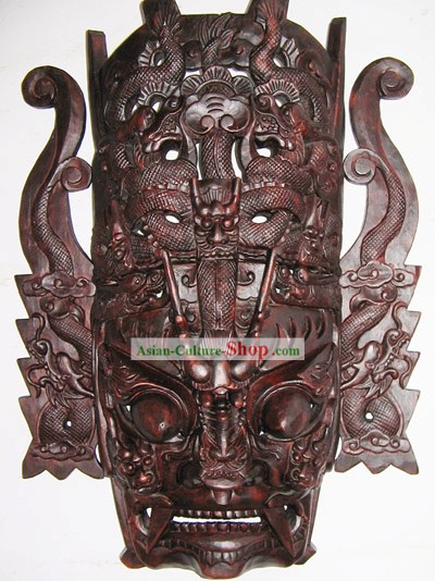 中国の古典木彫コレクタブル- 12ドラゴンマスク