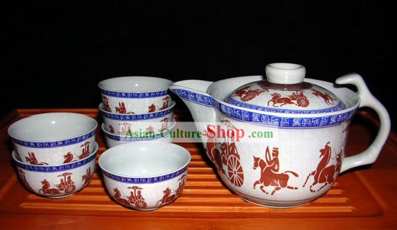 China Hand porcelaine peinte Jingde transport Guerre thé de Kungfu Set