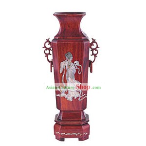 Chinese Ancient Beauty Wood Handicraft Vase