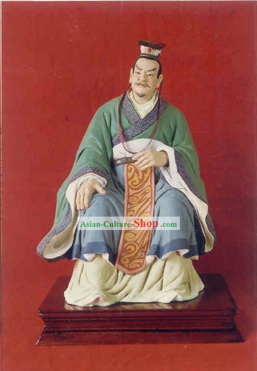 Mano China Escultura Arte pintado de Títere de arcilla, Zhang Ping, antiguo emperador Zhou
