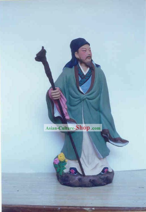 Chino pintado a mano Escultura del Títere de arcilla de China Zhang famoso poeta Tao Yuanming