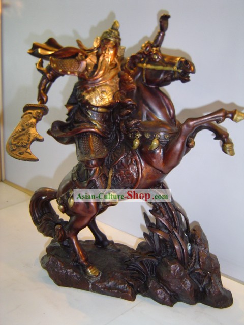 Estatua de bronce-Riding chino clásico Guan Gong