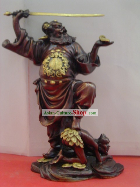 Estatua de bronce chino clásico-Zhong Kui captura de fantasmas