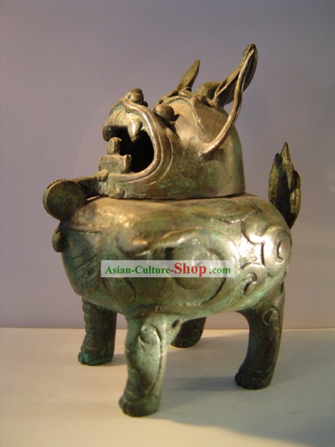 China clásica archaize bronce Ware, Kylin (Qi Lin) Hervidor de agua
