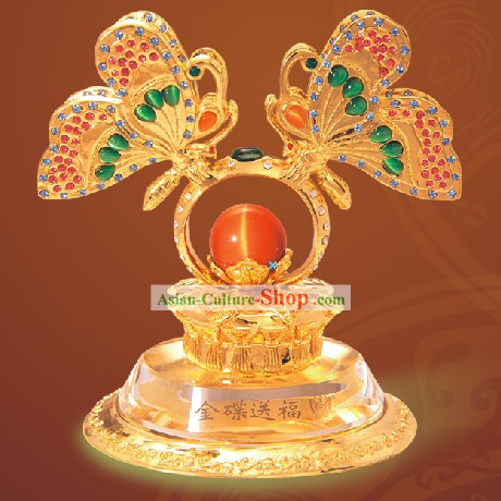 China Shinning Gold Bless Butterfly Statue