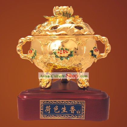 China Classic Gold Lotus quemador de incienso