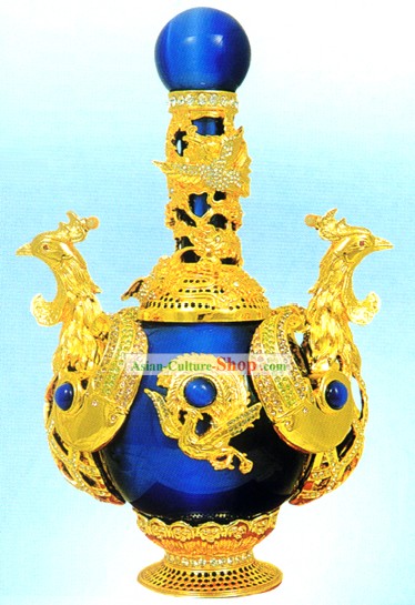 Chinese Stunning Gold Phoenix Vase