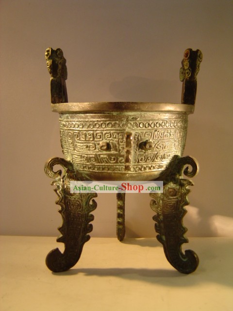 Clásico chino de bronce Ware archaize-Tiger Pies forma de la vasija de cocina antiguos