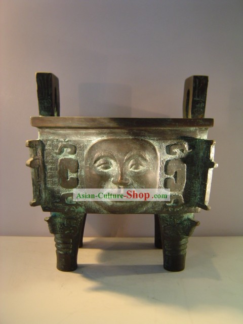 Clásico chino de bronce Ware archaize-Palace hombre forma de la cara de cocina del barco